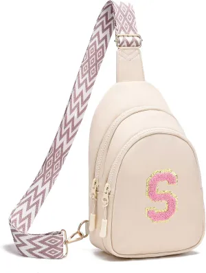 I IHAYNER Birthday Gifts for 5 6 7 8 9 10 11 12 13 Year Old Girls Small Cross Body Bag Initial Sling Bag Fanny Pack for Girls (Beige-S）