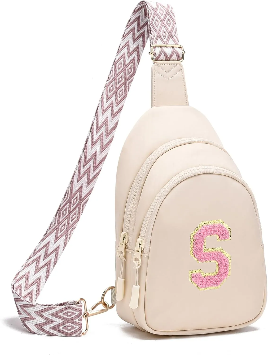 I IHAYNER Birthday Gifts for 5 6 7 8 9 10 11 12 13 Year Old Girls Small Cross Body Bag Initial Sling Bag Fanny Pack for Girls (Beige-S）