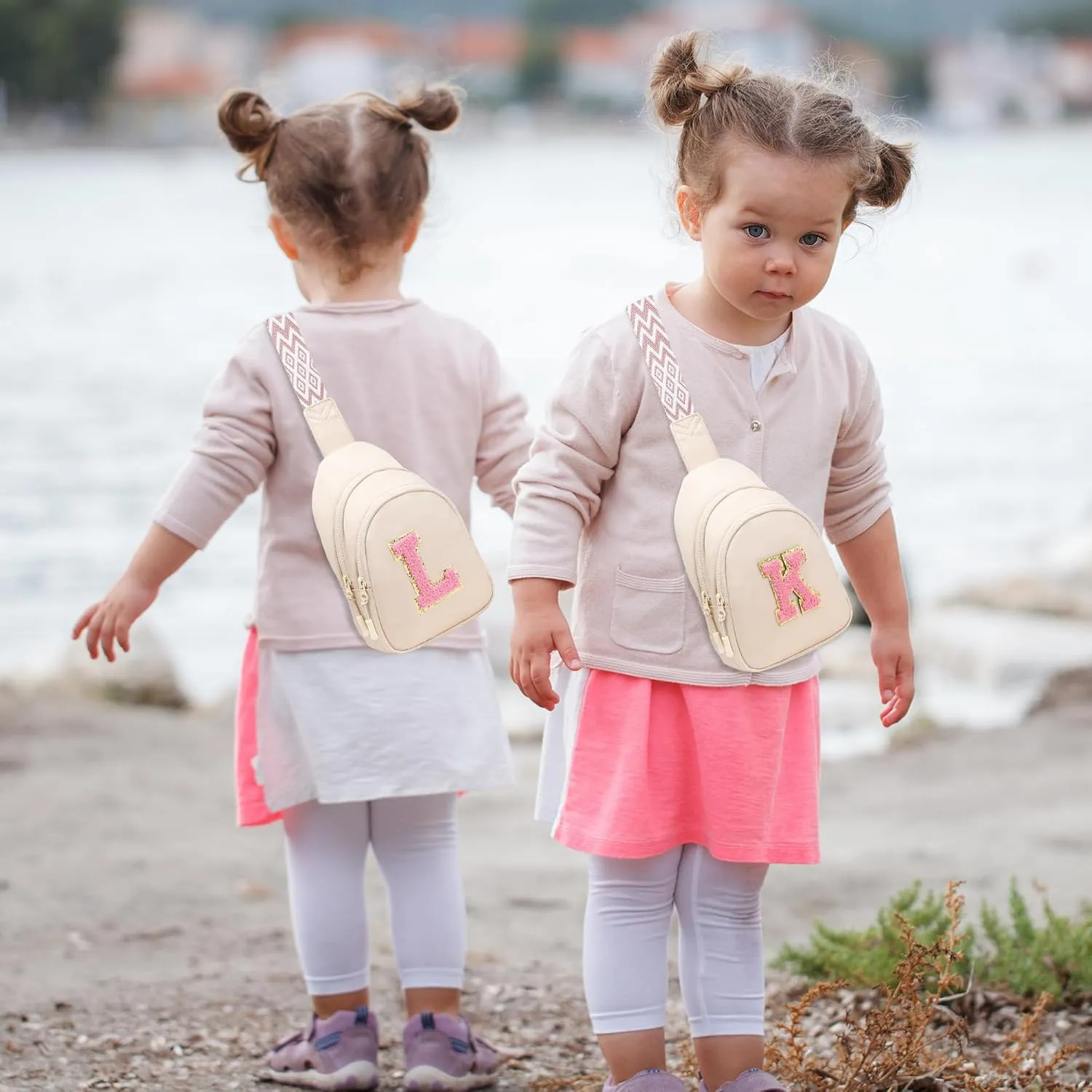 I IHAYNER Birthday Gifts for 5 6 7 8 9 10 11 12 13 Year Old Girls Small Cross Body Bag Initial Sling Bag Fanny Pack for Girls (Beige-S）