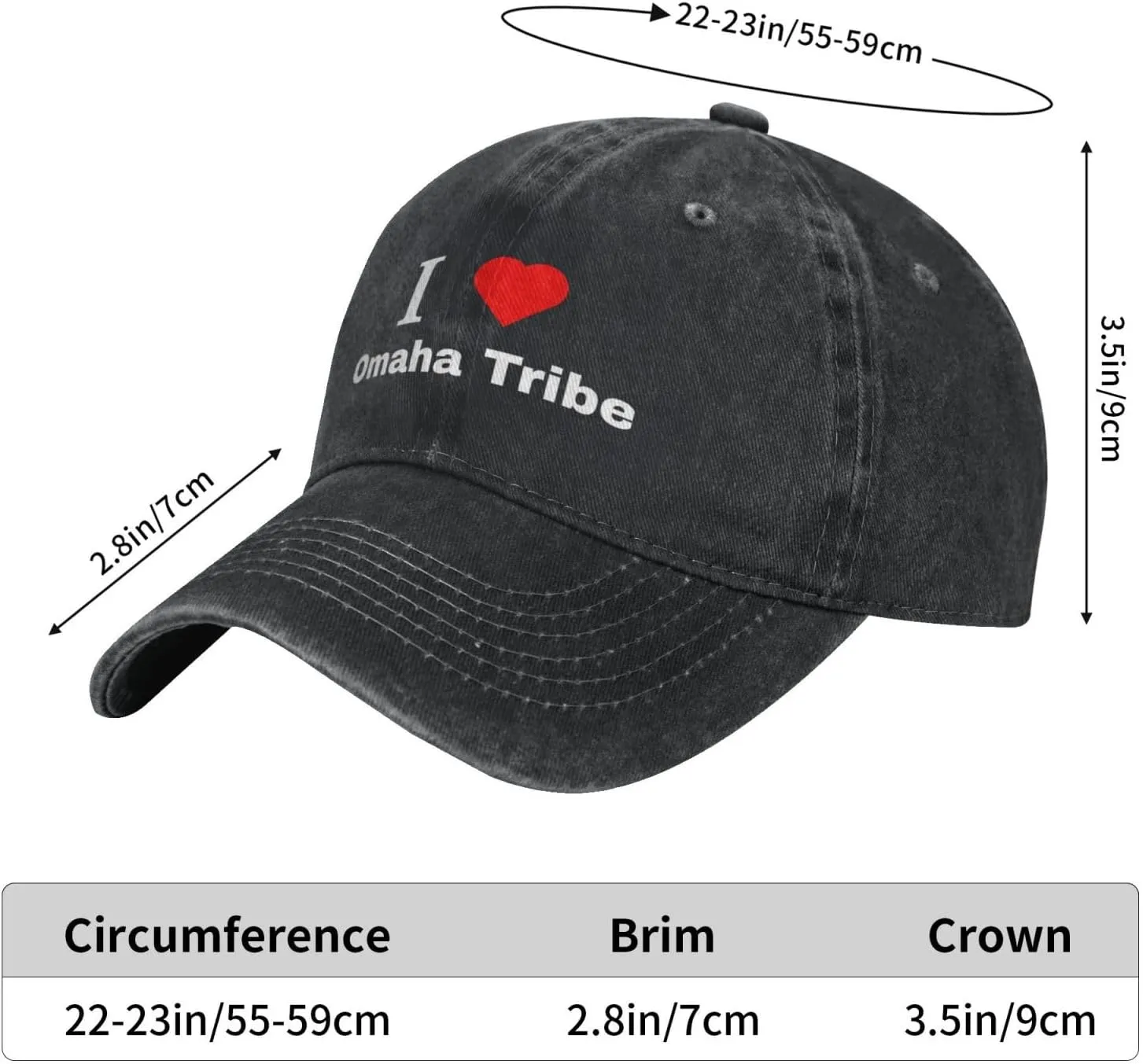 I Love Omaha Tribe Baseball Cap for Men Women Washed Cotton Adjustable Vintage Dad Hat