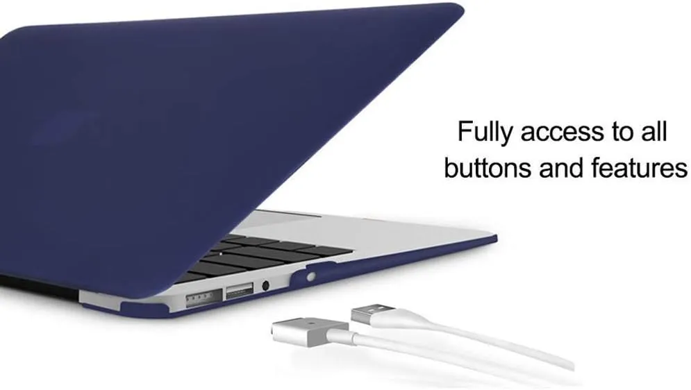 iCasso Case Compatible with MacBook Air 13 inch Case 2010-2017 Release Model A1369/A1466 Bundle Set, Plastic Hard Shell, Sleeve Bag, Screen Protector, Keyboard Cover and Dust Plug - Navy Blue