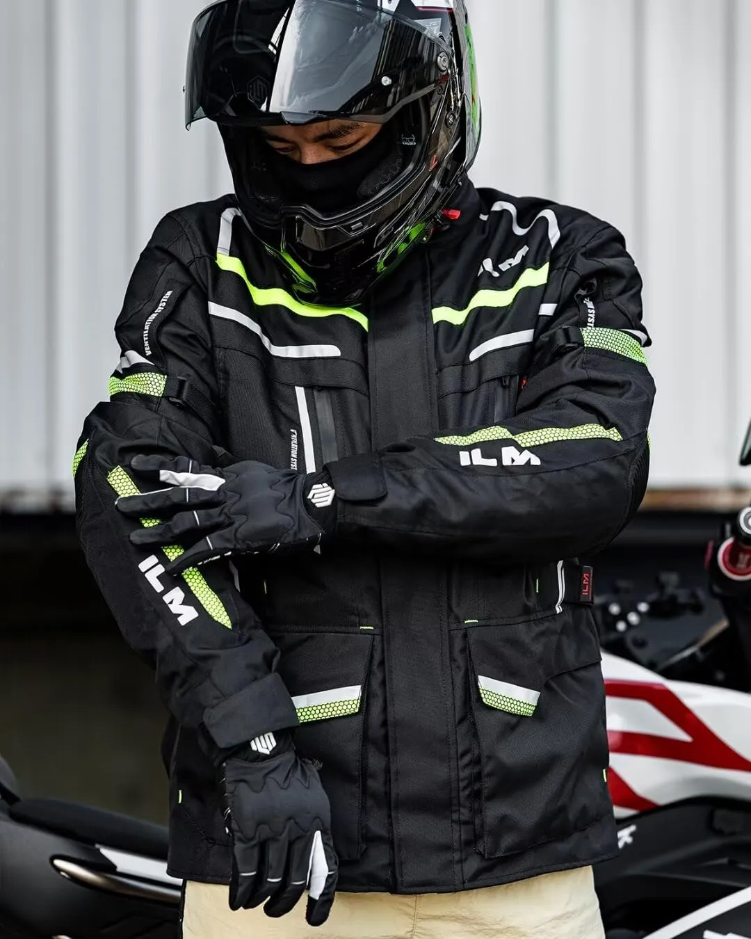 ILM Men's Street Motorcycle Jacket with CE Armor and Detachable Thermal Liner All Season Waterproof Adventure Touring Jackets Model JRL3 Black, XL