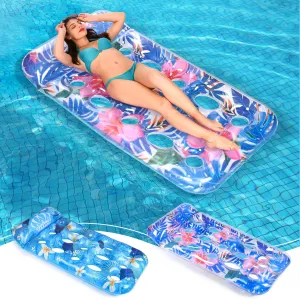 Inflatable Pool Floats Raft, 2 Pack Oversized Pool Floats Lounge Adult Size with Headrest Cooling, Lake Float Raft Water Lounger Pool Toys for Adults Summer Swimming Beach Pool Outdoor