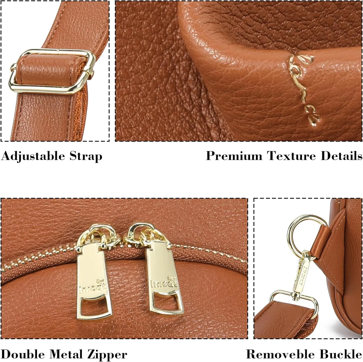 INICAT Crossbody Sling Bags Fanny Packs Leather Purses Chest Bag for Women