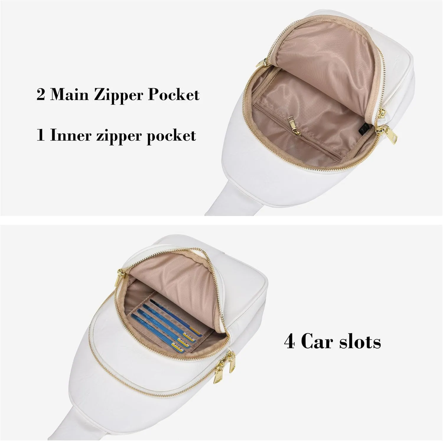 INICAT Crossbody Sling Bags Fanny Packs Leather Purses Chest Bag for Women