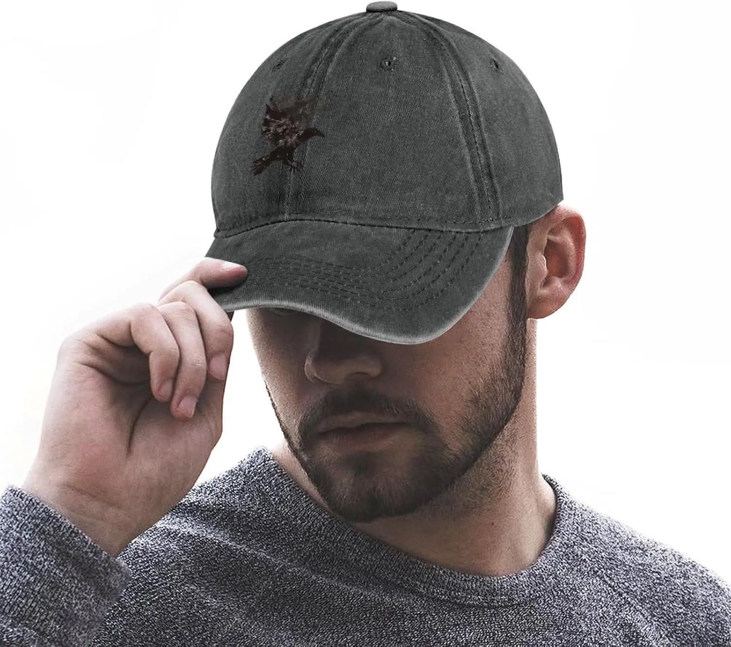 Ink Raven Unisex Adult Baseball Cap Curved Brim Sun Caps of Sports Denim Freely Adjustable