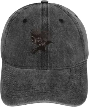Ink Raven Unisex Adult Baseball Cap Curved Brim Sun Caps of Sports Denim Freely Adjustable