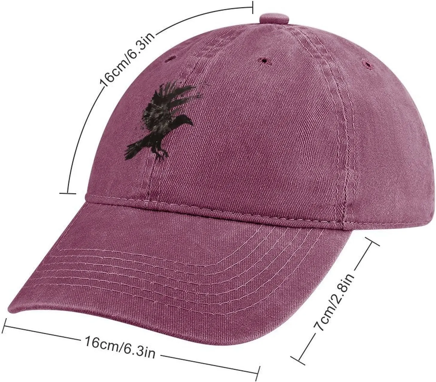 Ink Raven Unisex Adult Baseball Cap Curved Brim Sun Caps of Sports Denim Freely Adjustable