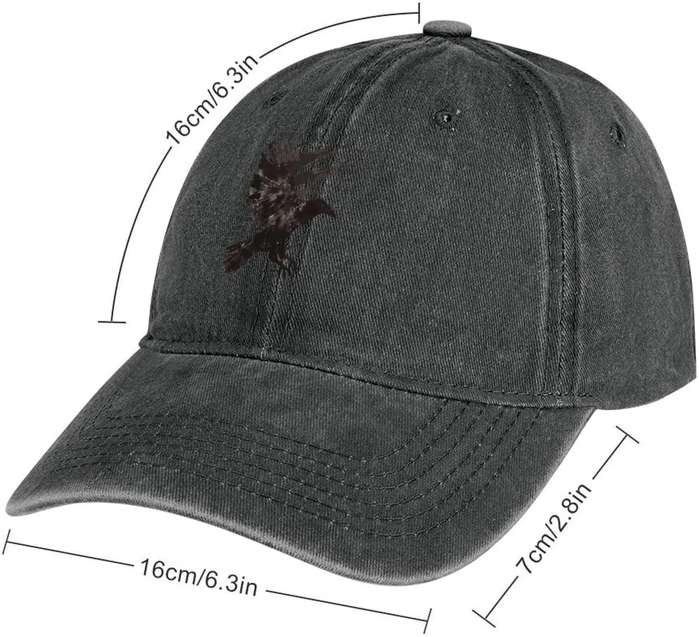 Ink Raven Unisex Adult Baseball Cap Curved Brim Sun Caps of Sports Denim Freely Adjustable