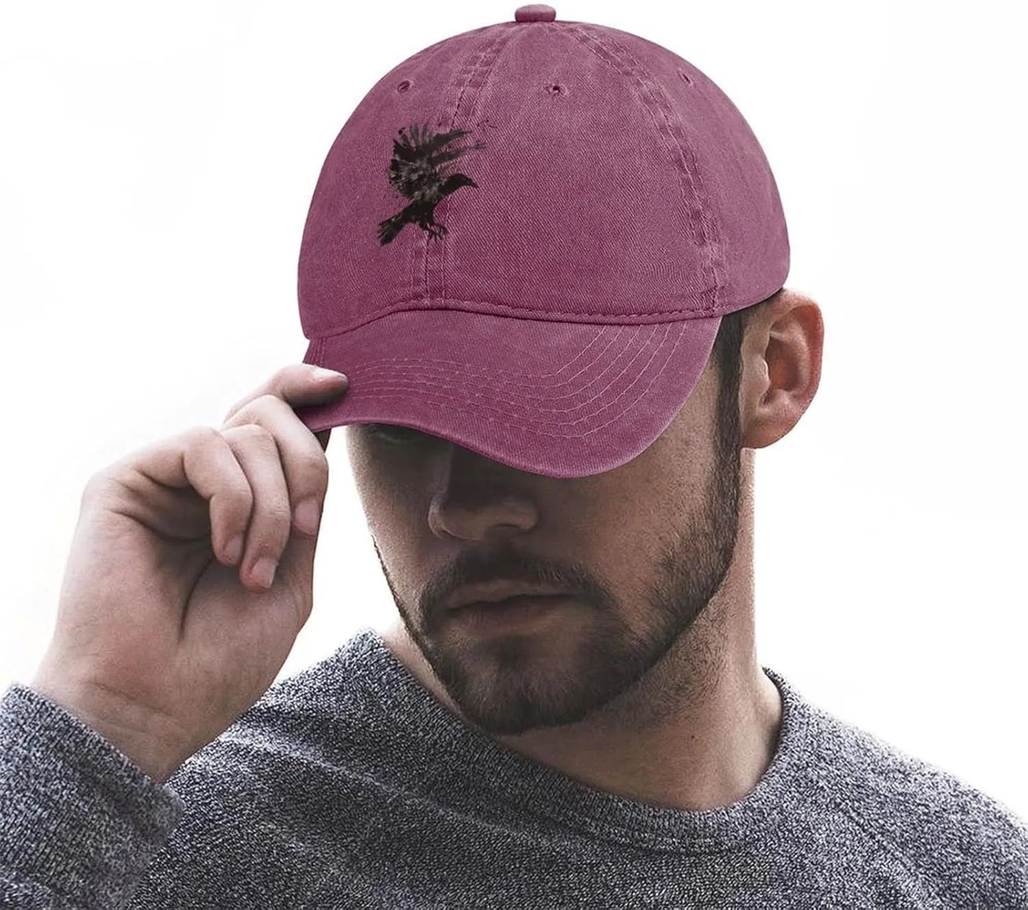 Ink Raven Unisex Adult Baseball Cap Curved Brim Sun Caps of Sports Denim Freely Adjustable