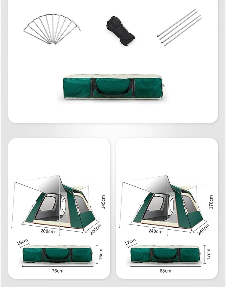 Instant Pop-Up Camping Tent for 3-8 People Lightweight Double Layer Family Tent with Carrying Bag for Outdoor Camping Hiking Climbing Fishin