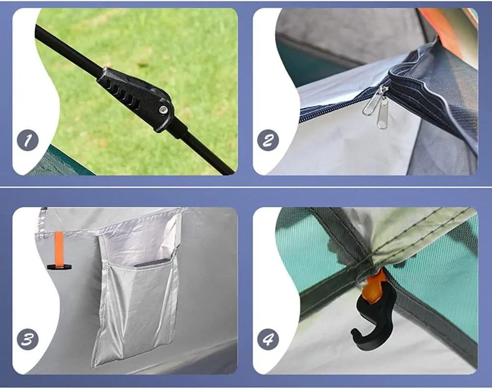 Instant Pop-Up Camping Tent for 3-8 People Lightweight Double Layer Family Tent with Carrying Bag for Outdoor Camping Hiking Climbing Fishin