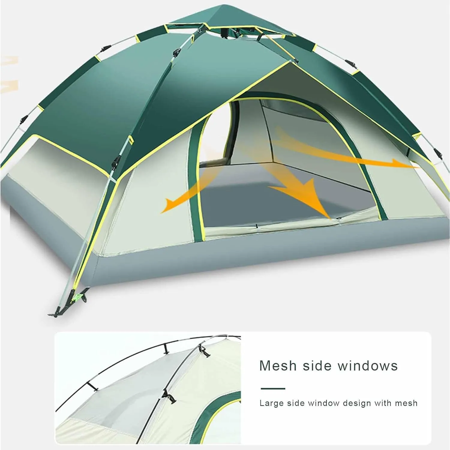 Instant pop up Tent, Lightweight Tent, 2-in-1 Easy to Set up Family Tent with Shelter, Rainfly, Suitable for Camping, Travel, Backpacking, Hiking (Color : Dark Green Color Matching)