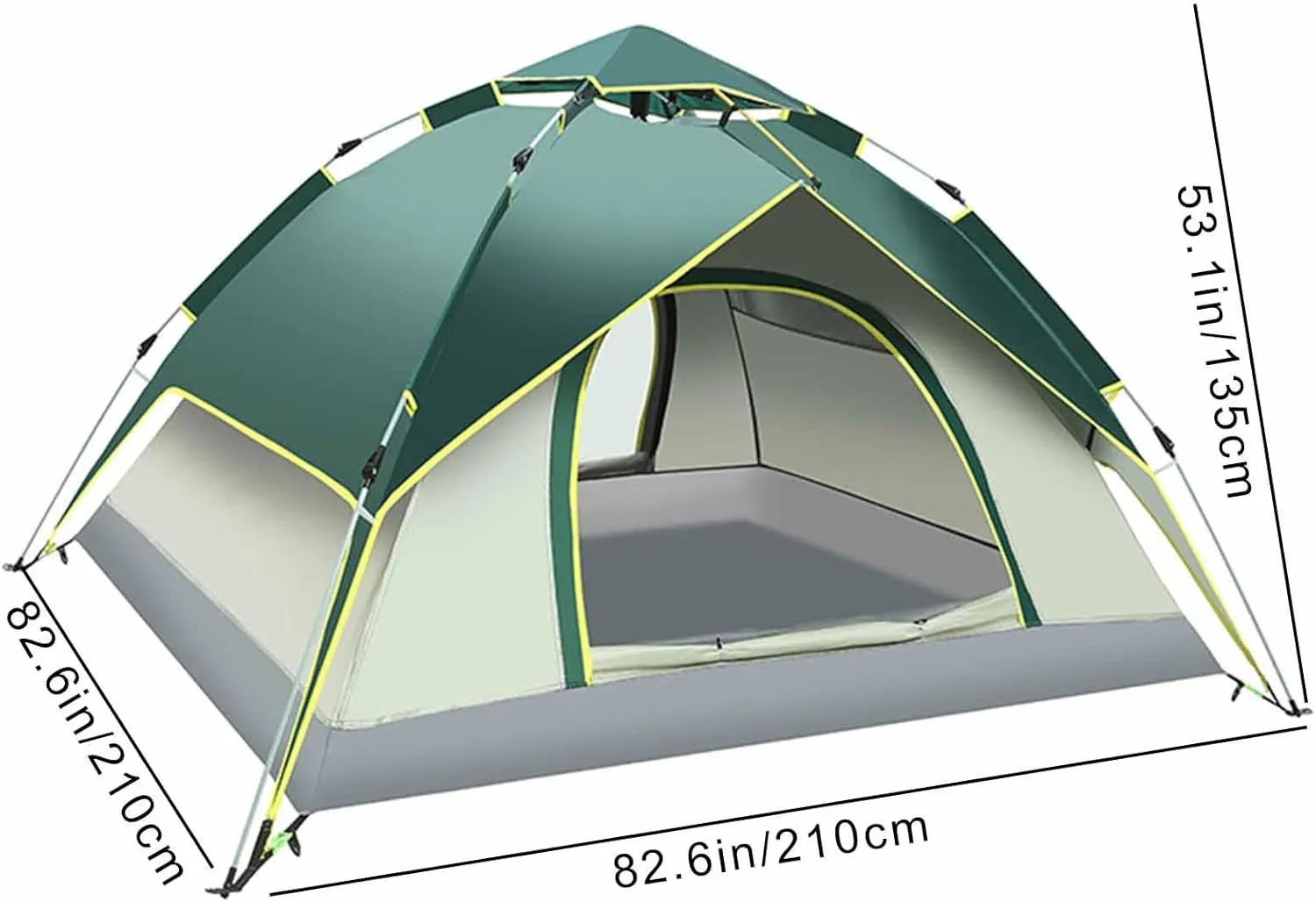 Instant pop up Tent, Lightweight Tent, 2-in-1 Easy to Set up Family Tent with Shelter, Rainfly, Suitable for Camping, Travel, Backpacking, Hiking (Color : Dark Green Color Matching)