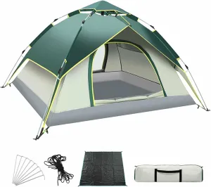 Instant pop up Tent, Lightweight Tent, 2-in-1 Easy to Set up Family Tent with Shelter, Rainfly, Suitable for Camping, Travel, Backpacking, Hiking (Color : Dark Green Color Matching)