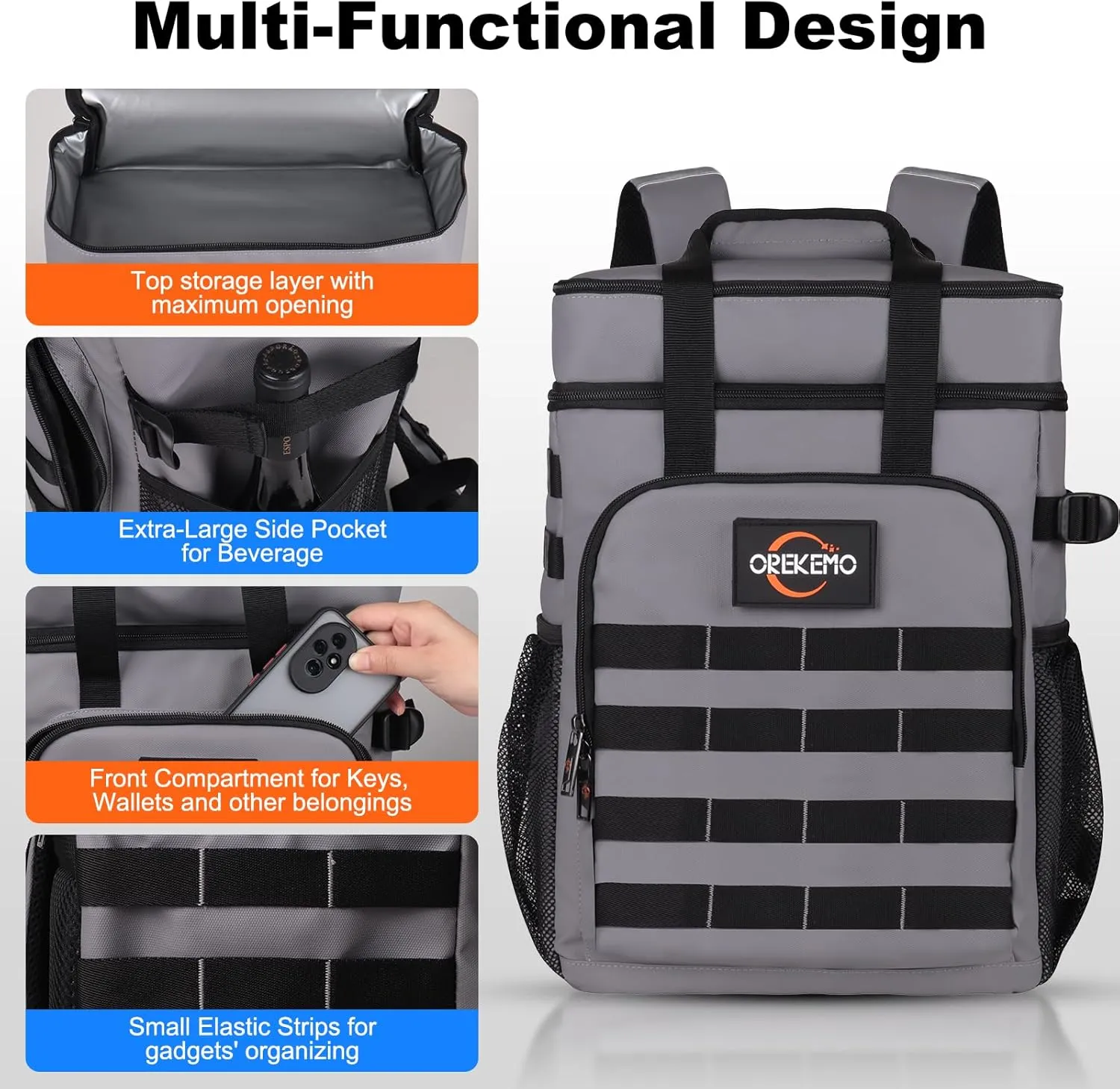 Insulated Cooler Backpack Waterproof Leak-Proof Over-Size Storage for Picnic, Camping, Lunch, Large Soft Cooler Bag Outdoor
