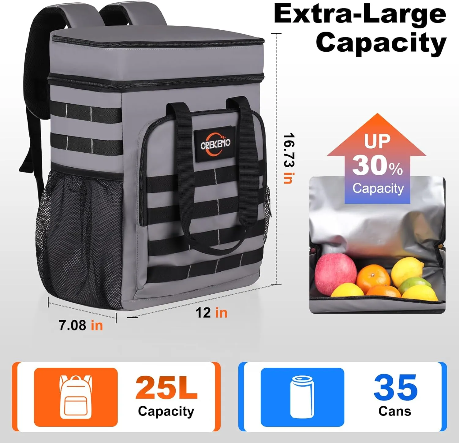 Insulated Cooler Backpack Waterproof Leak-Proof Over-Size Storage for Picnic, Camping, Lunch, Large Soft Cooler Bag Outdoor