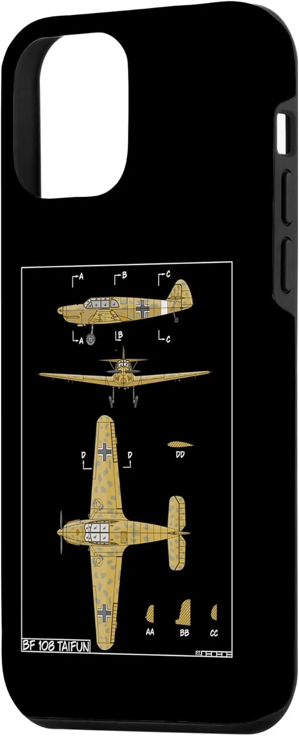 iPhone 12 mini Messerschmitt Bf 108 Taifun WW2 German Plane Diagram Case