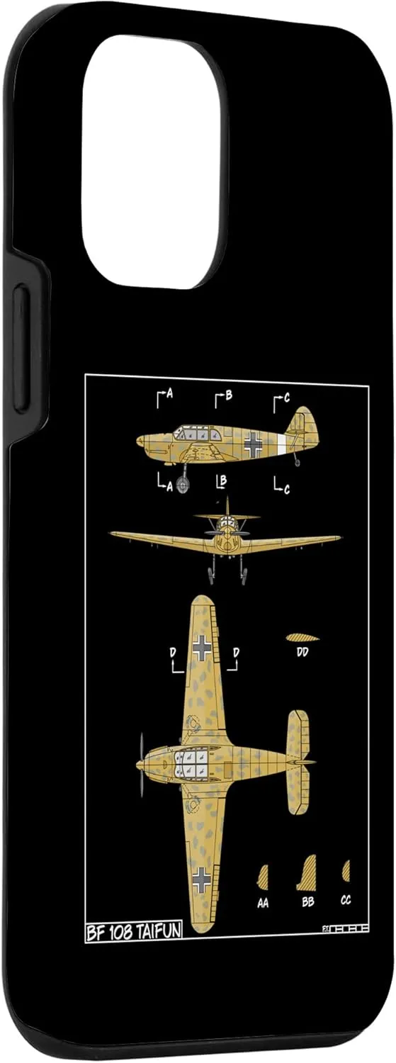 iPhone 12 mini Messerschmitt Bf 108 Taifun WW2 German Plane Diagram Case
