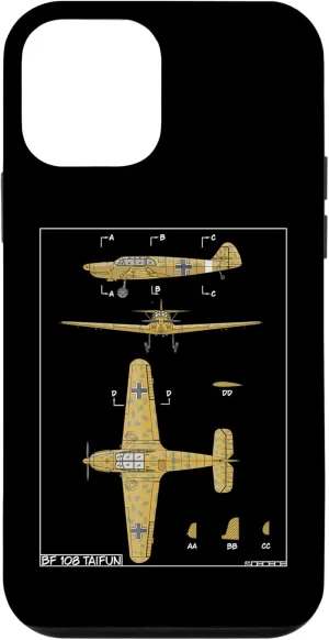 iPhone 12 mini Messerschmitt Bf 108 Taifun WW2 German Plane Diagram Case