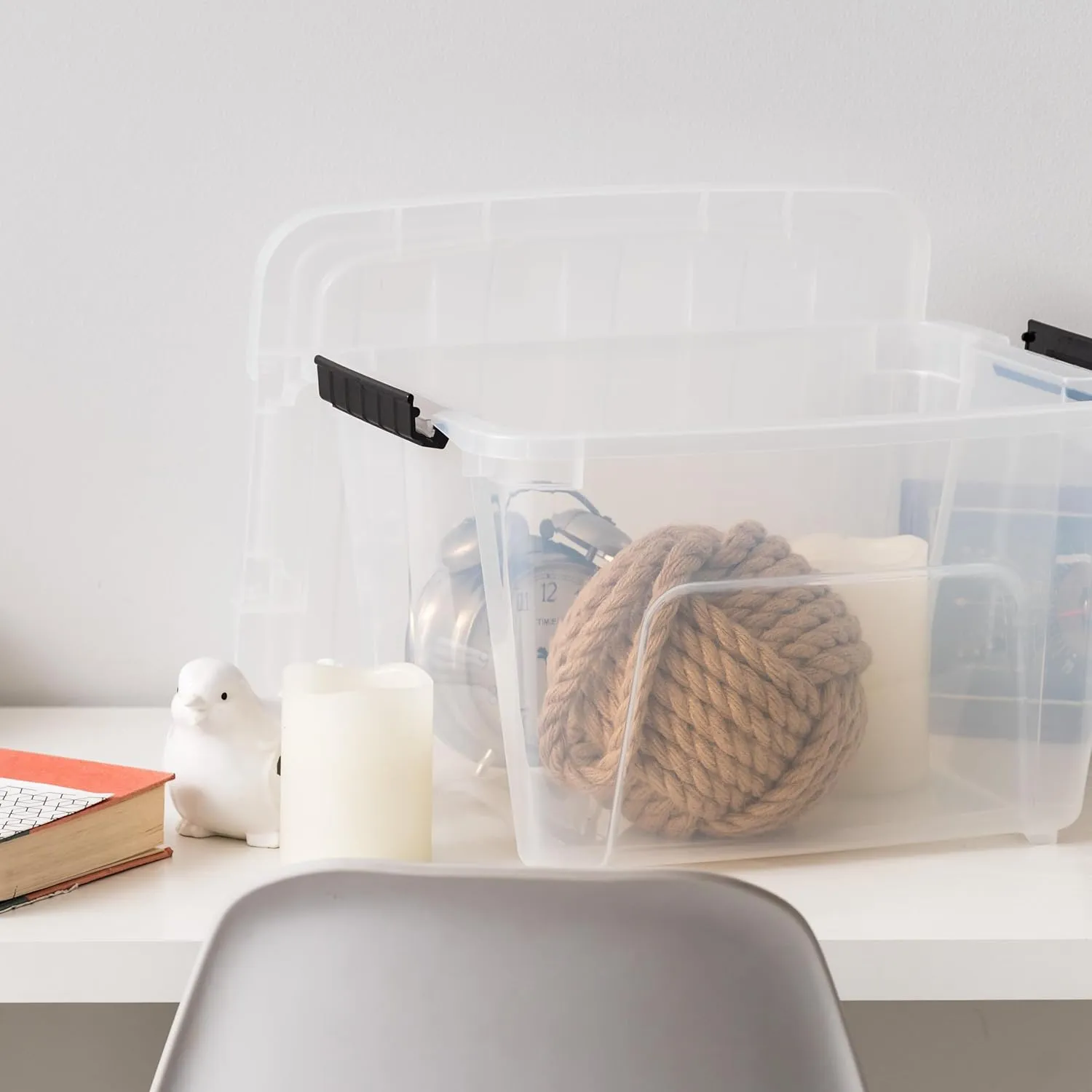 IRIS USA 19 Qt Stackable Plastic Storage Bins with Lids, 6 Pack - BPA-Free, Made in USA - See-Through Organizing Solution, Latches, Durable Nestable Containers, Secure Pull Handle - Clear