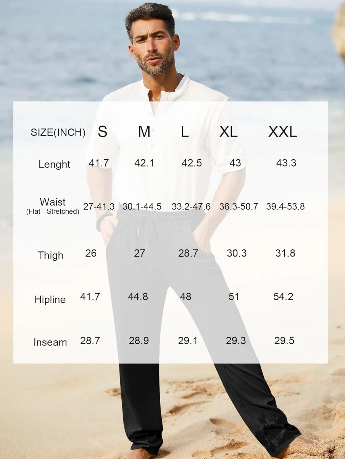 iWoo Linen Pants Men Casual 2025 Summer Beach Elastic Drawstring Waist Yoga Pants Travel Baggy Work Pant Pajama