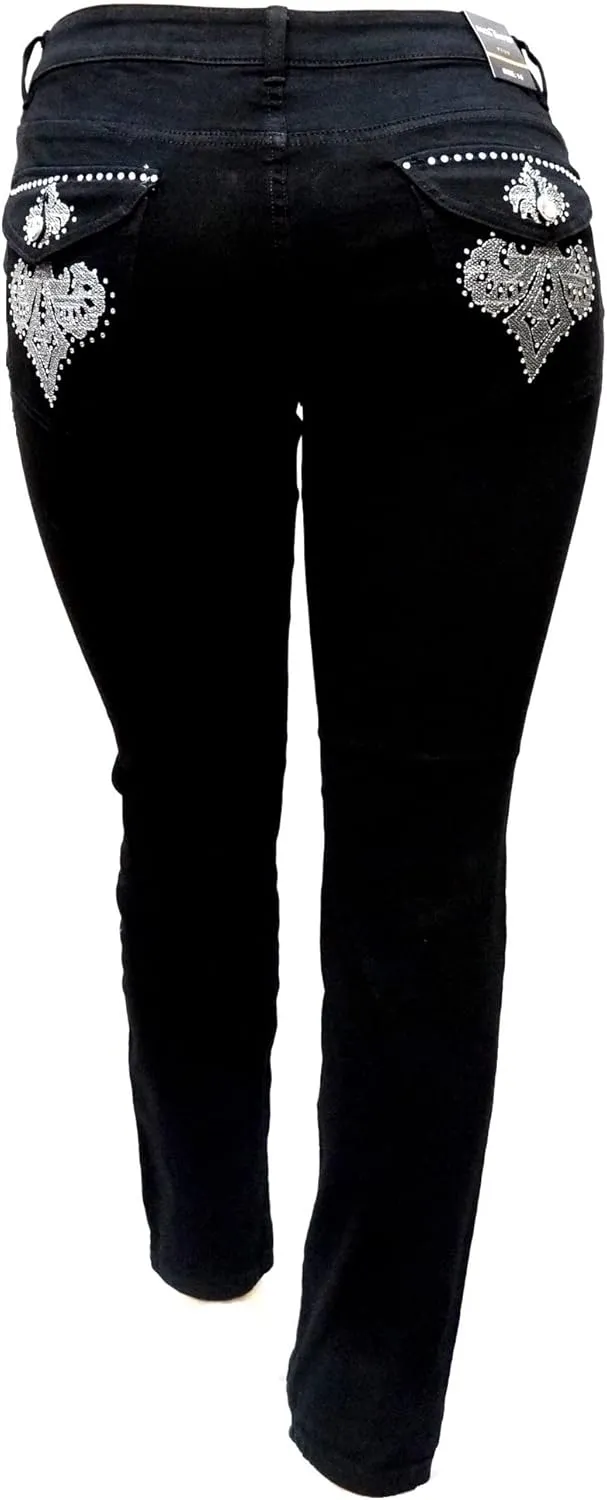 Jack David Womens Plus Size Black Denim Jeans Stretch Skinny Pants 3678