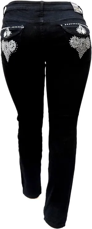 Jack David Womens Plus Size Black Denim Jeans Stretch Skinny Pants 3678