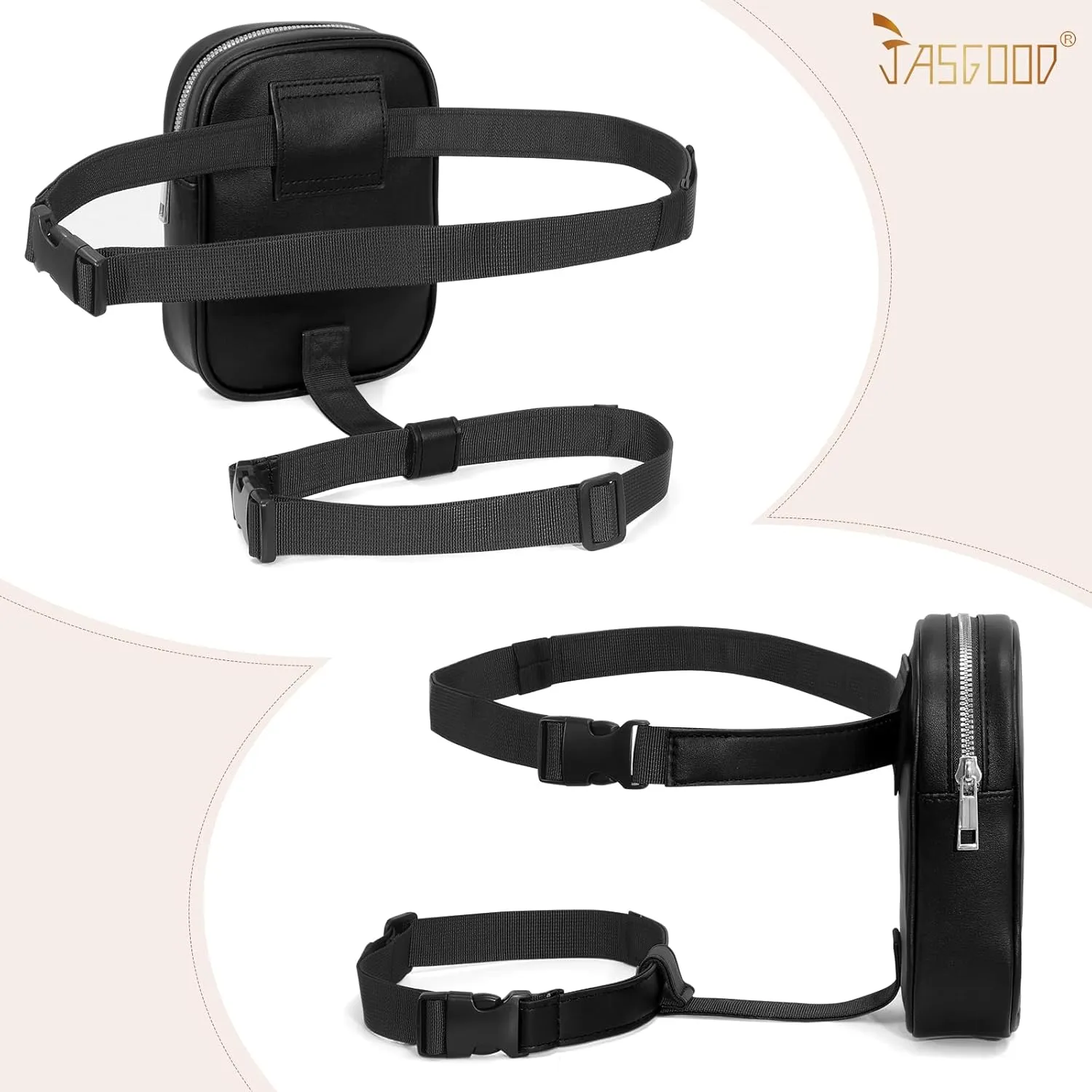 JASGOOD Thigh Harness Leg Bag Fanny Pack for Women Leg Purse Drop Leg Bag, G-Black