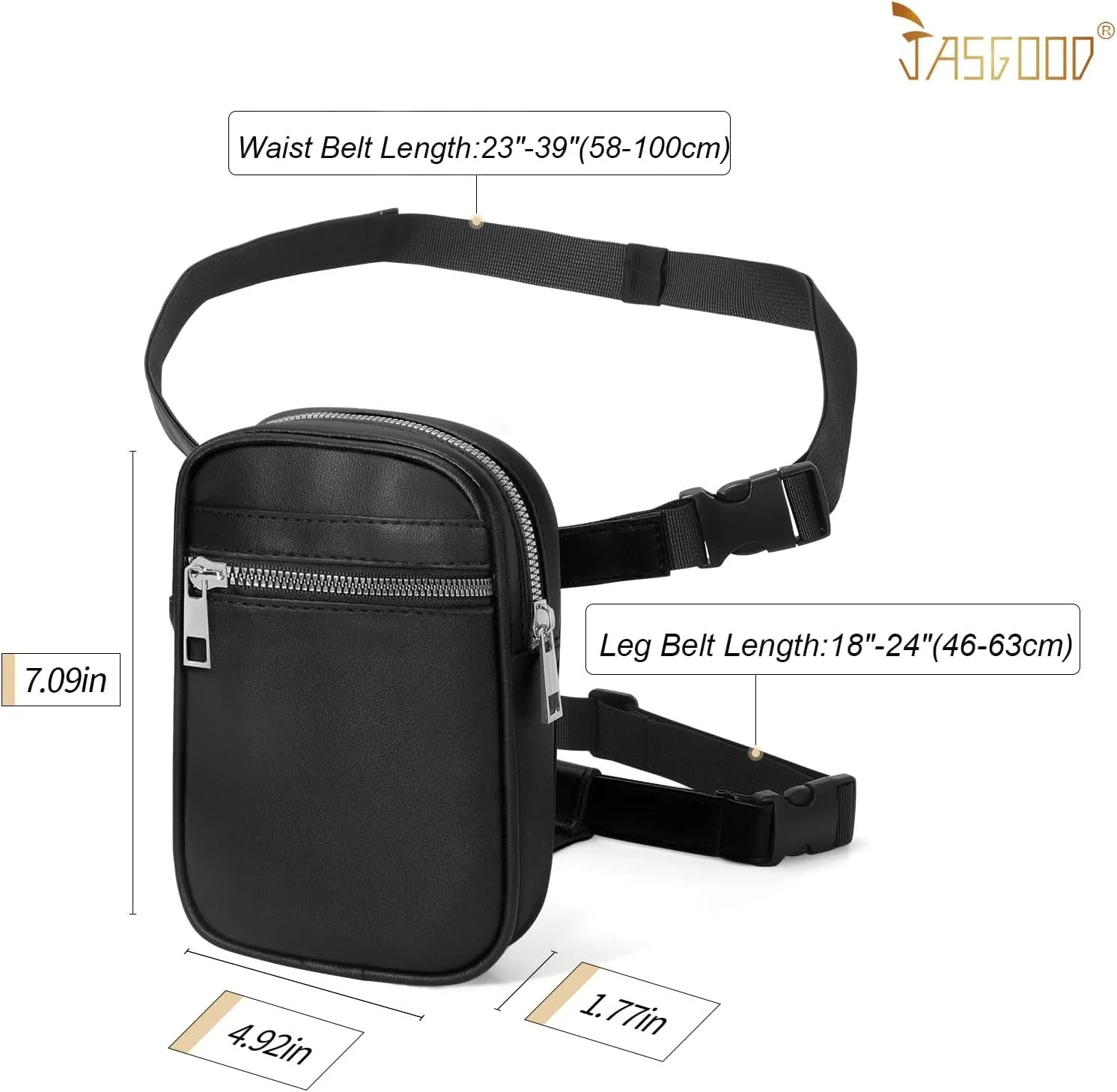 JASGOOD Thigh Harness Leg Bag Fanny Pack for Women Leg Purse Drop Leg Bag, G-Black