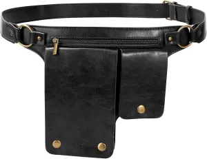 JASGOOD Waist Bag Leather Fanny Pack for Women Vintage Renaissance Belt Festival Pouch Faux Leather Hip Bag for Travel Hiking