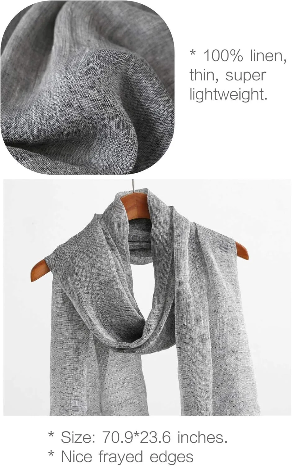Jeelow Lightweight Summer Scarf Light Shawl Wrap Linen Feel Scarves For Men And Women