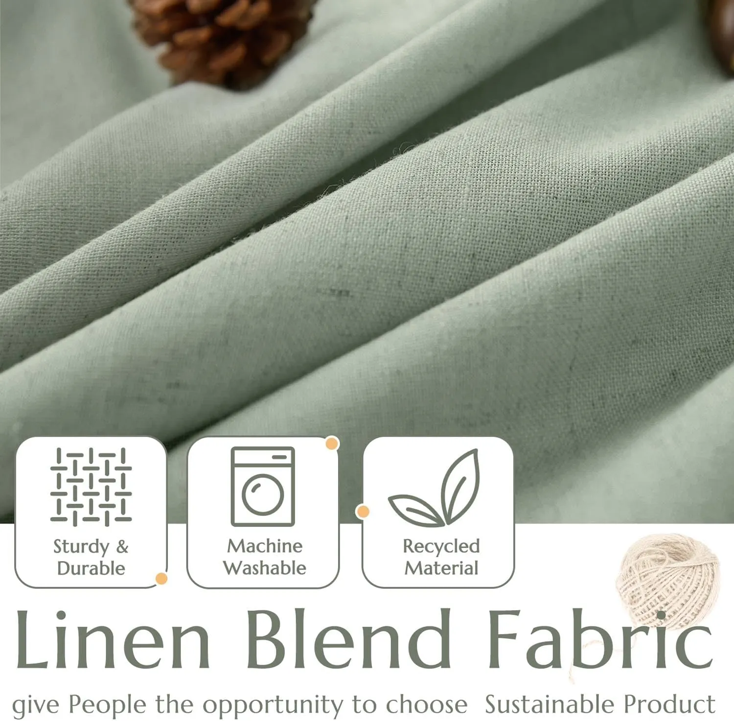 jinchan Linen Textured Tier Curtains 24 Inch for Kitchen Windows Farmhouse Cafe Curtains Small Drapes Rustic Light Filtering Half Window for Living Room Laundry Rod Pocket 2 Panels Green