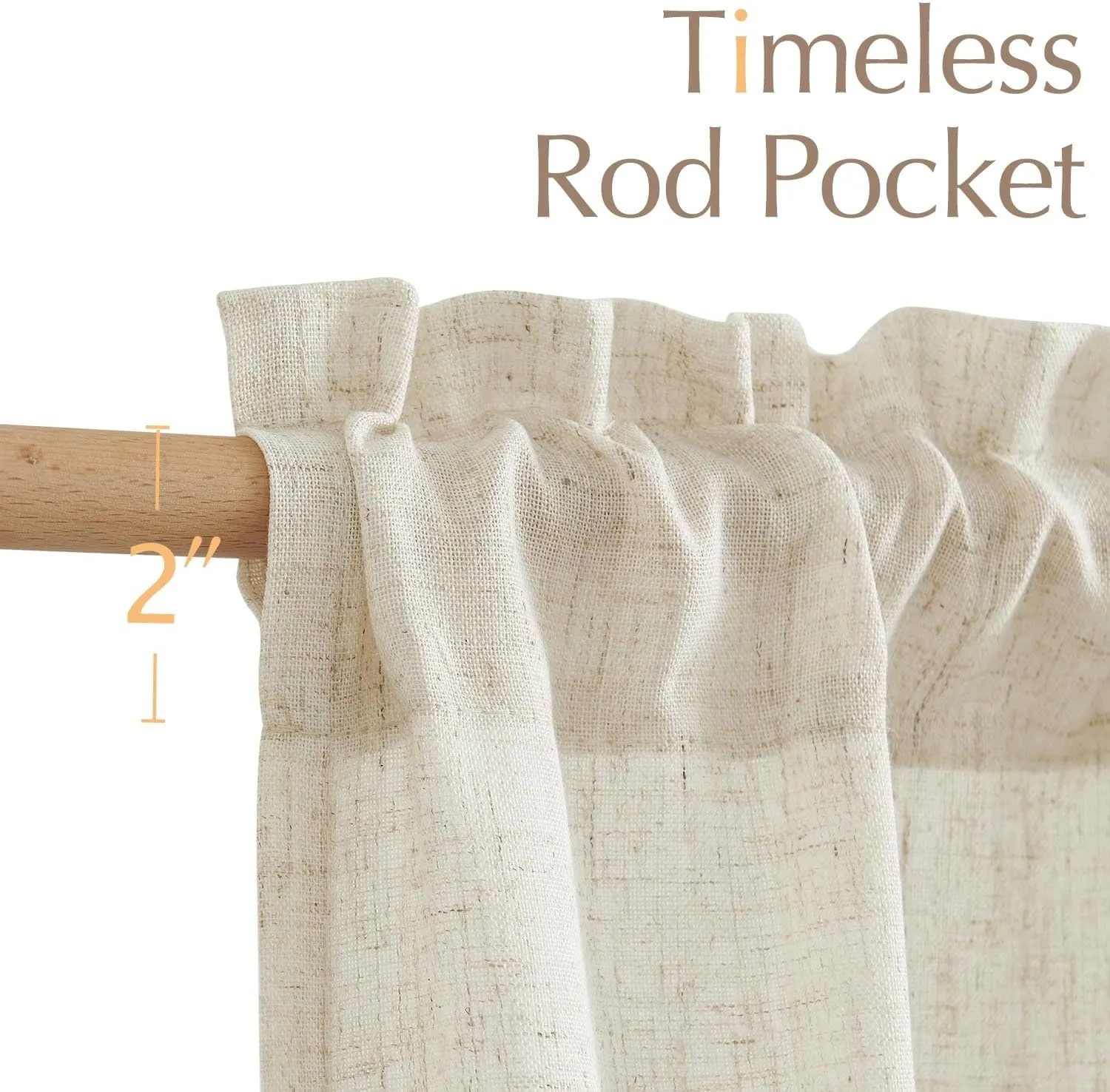 jinchan Linen Textured Tier Curtains 36 Inch for Kitchen Windows Farmhouse Cafe Curtains Small Drapes Rustic Light Filtering Half Window for Living Room Laundry Rod Pocket 2 Panels Natural Crude