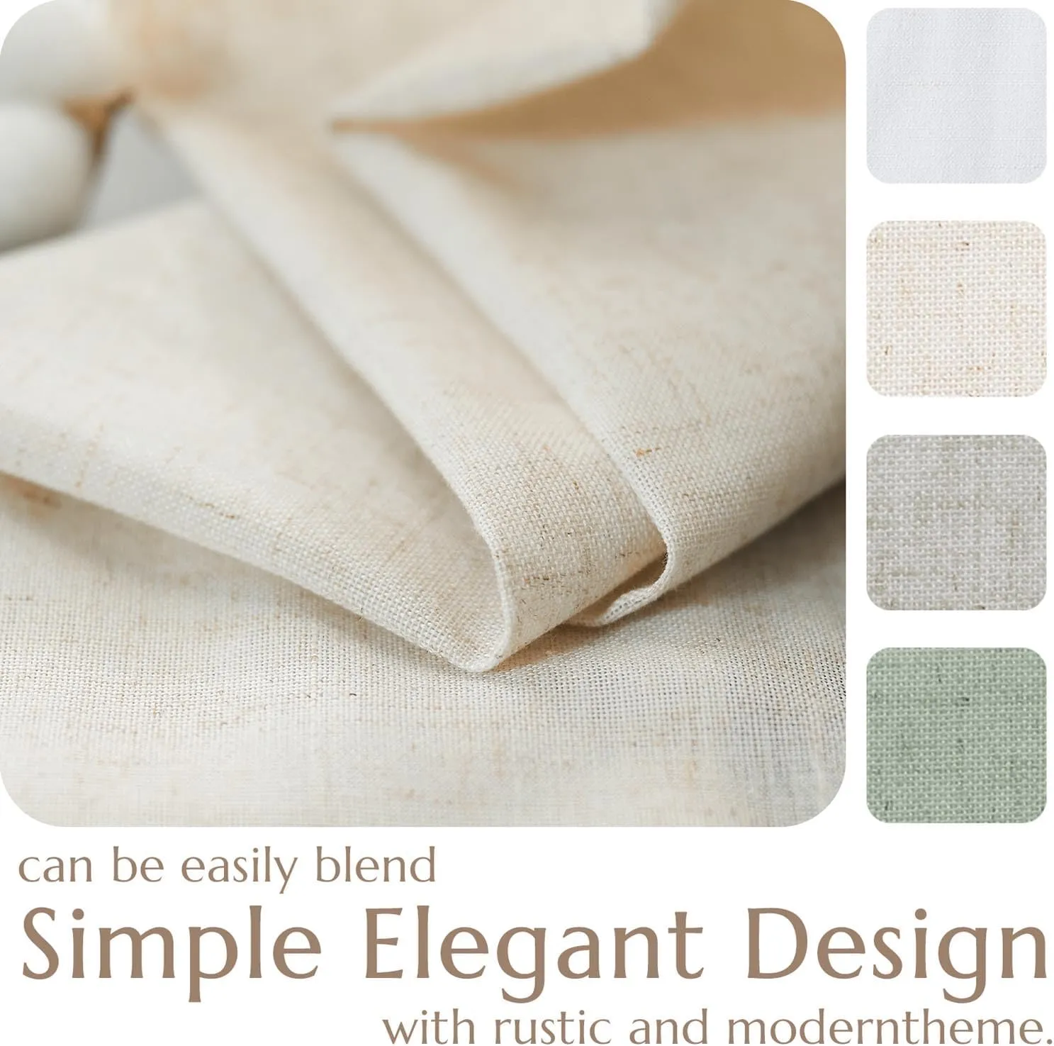 jinchan Linen Textured Tier Curtains 36 Inch for Kitchen Windows Farmhouse Cafe Curtains Small Drapes Rustic Light Filtering Half Window for Living Room Laundry Rod Pocket 2 Panels Natural Crude