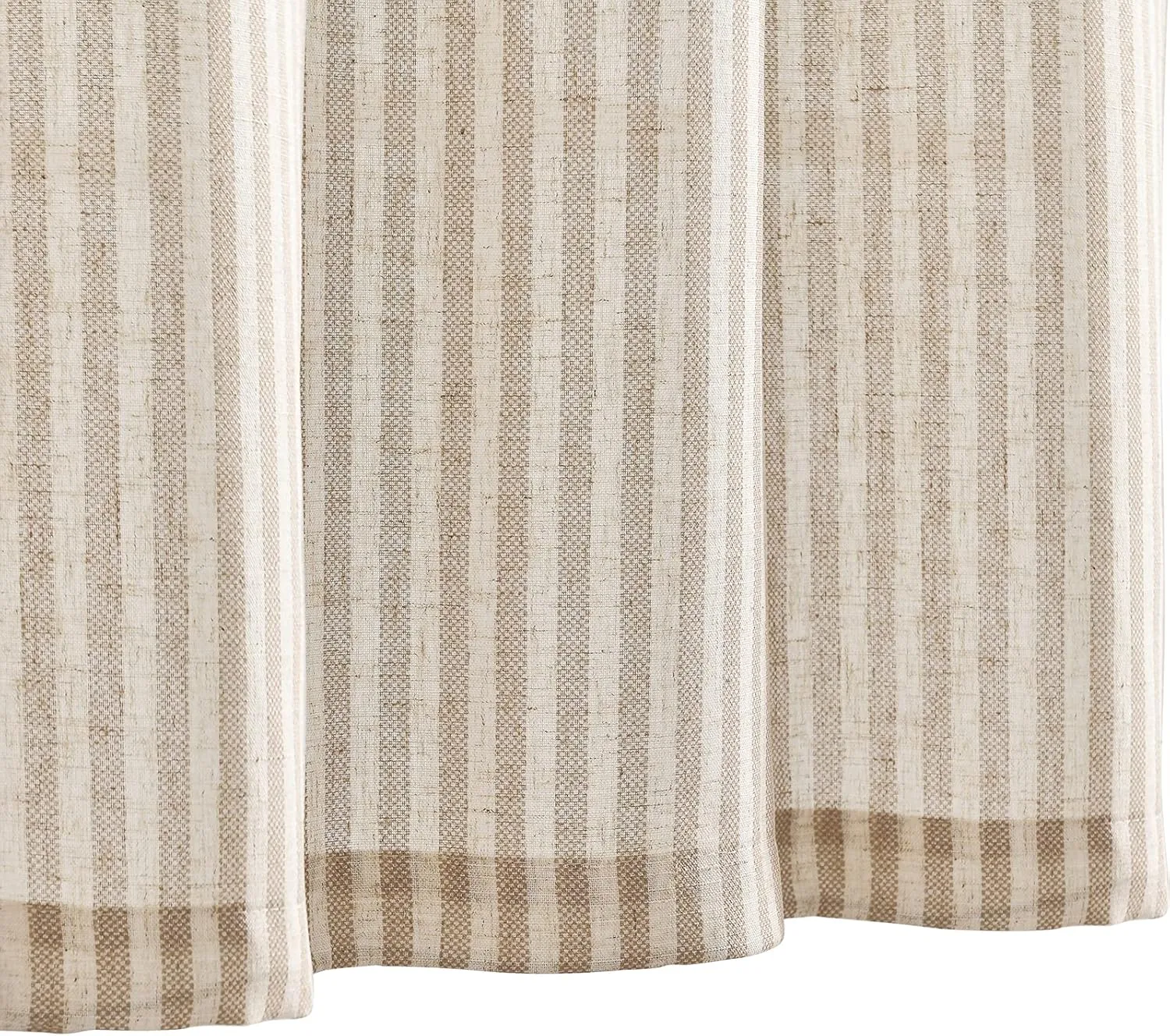 jinchan Valance Curtain Linen Textured Striped Window Curtain for Living Room Light Filtering Ticking Stripe Farmhouse Valance for Kitchen Rod Pocket 1 Panel 16 Inch Tan on Beige 1 Panel
