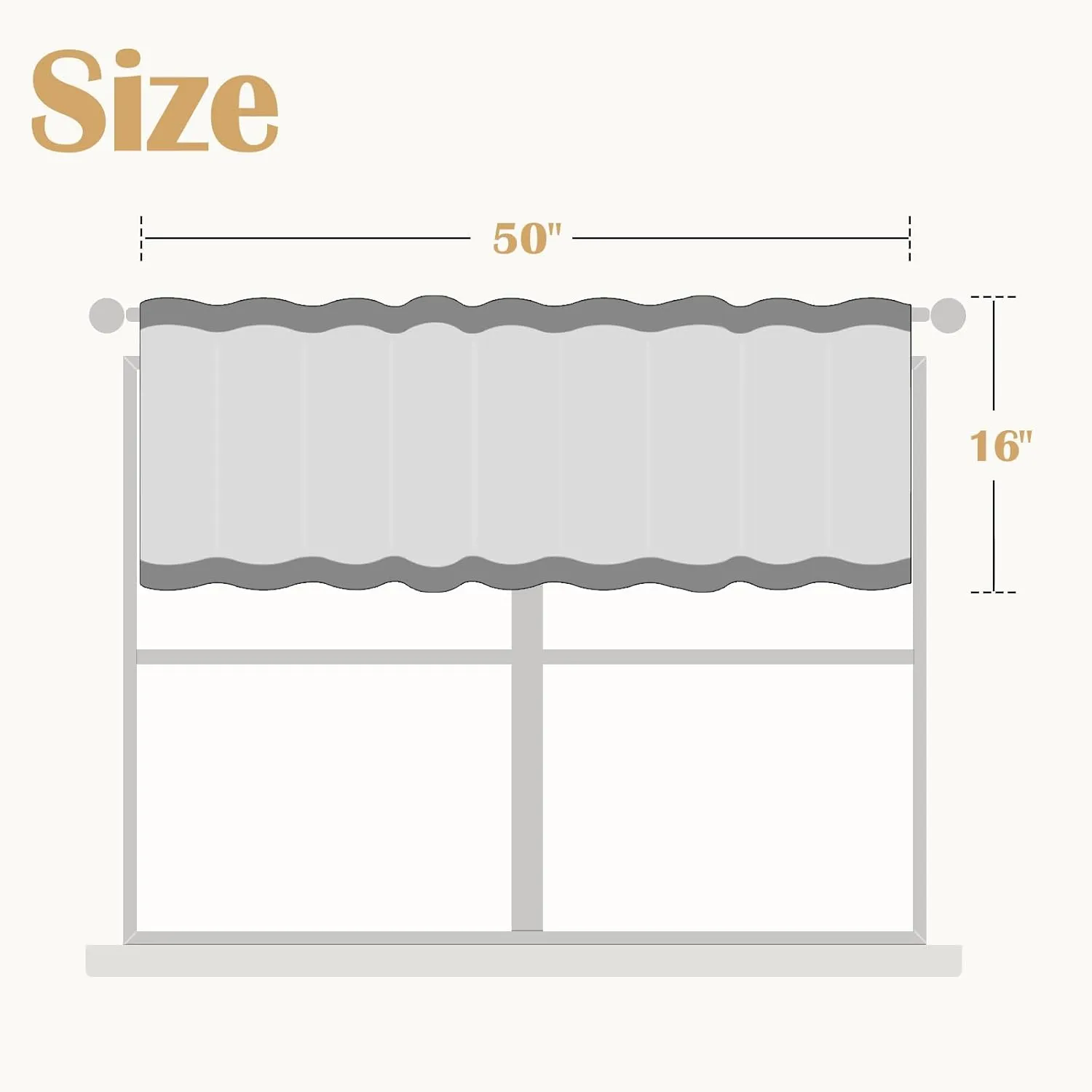 jinchan Valance Curtain Linen Textured Striped Window Curtain for Living Room Light Filtering Ticking Stripe Farmhouse Valance for Kitchen Rod Pocket 1 Panel 16 Inch Tan on Beige 1 Panel
