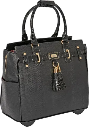 JKM & Company Rolling Laptop Bag for Women | Designer Wheeled Briefcase | Fits 13-17" Laptops | Office Travel Computer Case (Barrington)