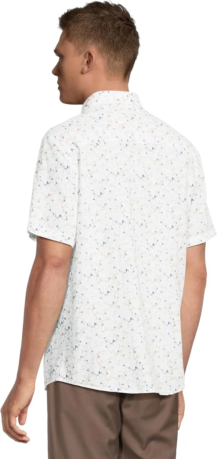 Johnston & Murphy Men's Short Sleeve Floral Print Linen Shirt