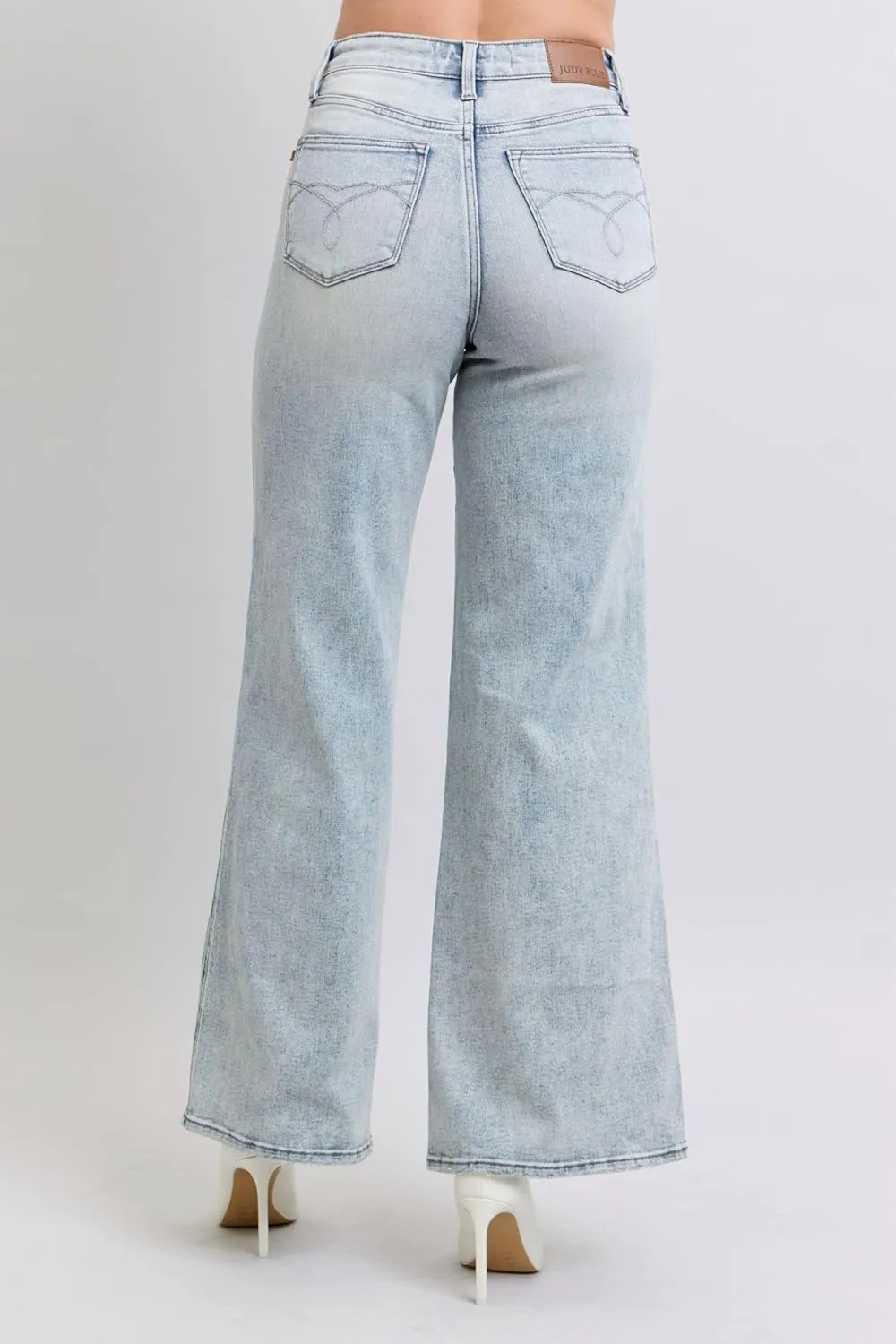 Judy Blue High-Waisted Tummy Control Retro Wide-Leg Jeans – Stylish, Flattering, and Comfortable - 88867