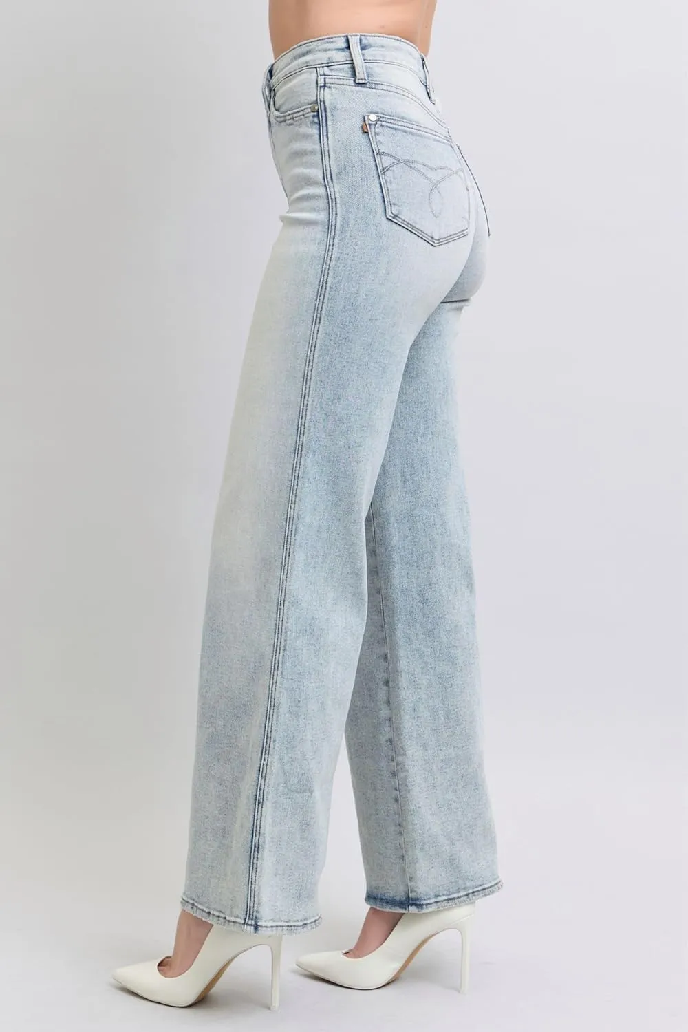 Judy Blue High-Waisted Tummy Control Retro Wide-Leg Jeans – Stylish, Flattering, and Comfortable - 88867