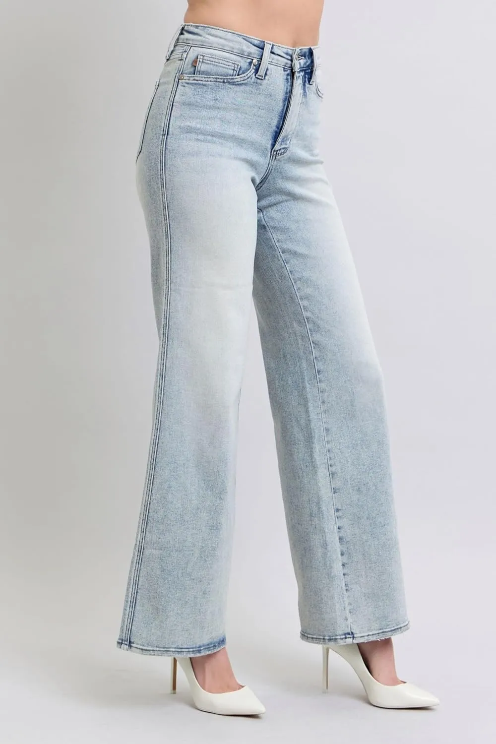 Judy Blue High-Waisted Tummy Control Retro Wide-Leg Jeans – Stylish, Flattering, and Comfortable - 88867
