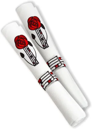 Justina Claire Rennie Mackintosh Rose Red Napkin and Buckle Set