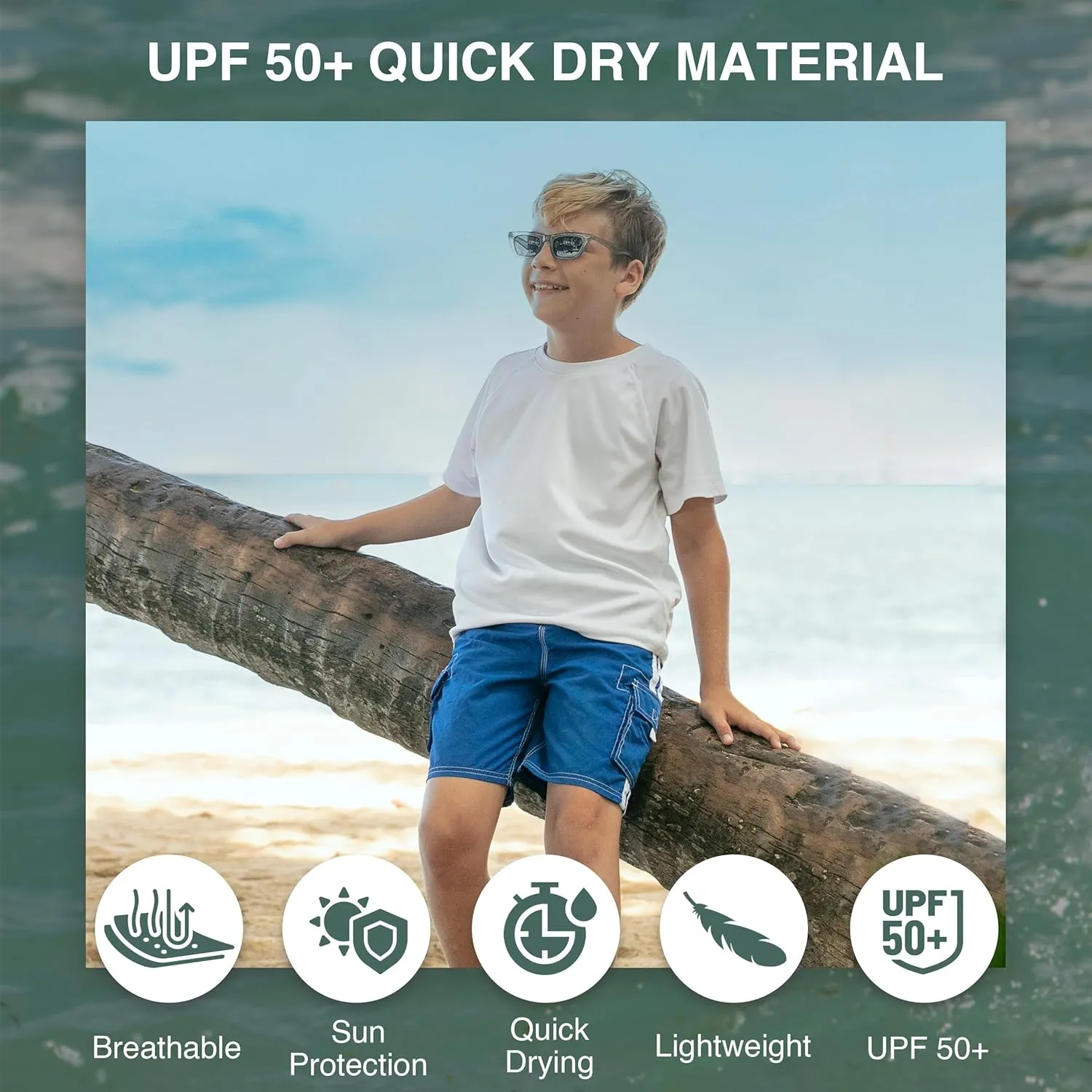 Kanu Surf Boys' Barracuda Quick Dry UPF 50  Beach Swim Trunk