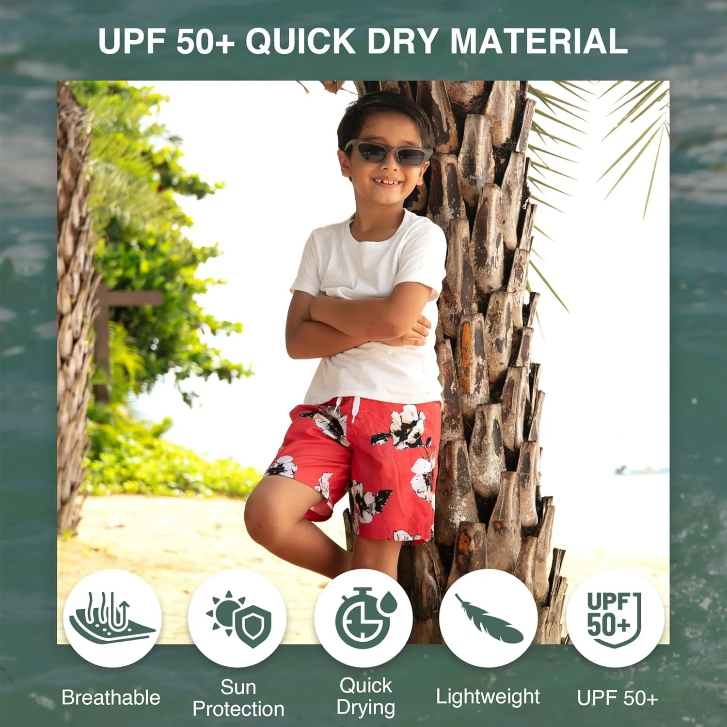Kanu Surf Echo Boys Swim Trunks with UPF 50  Sun Protection-Quick Dry Boys Swimsuit