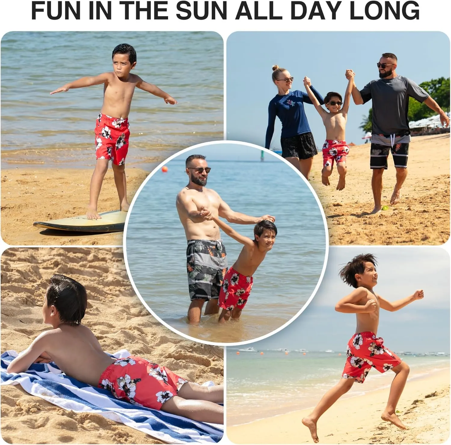Kanu Surf Echo Boys Swim Trunks with UPF 50  Sun Protection-Quick Dry Boys Swimsuit
