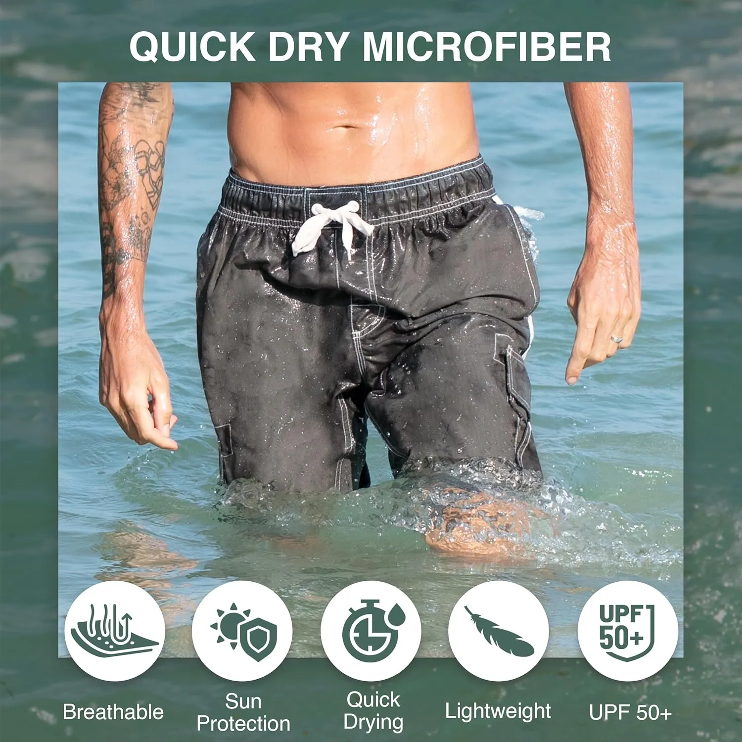 Kanu Surf Men's Barracuda Swim Trunks, 9" Inseam (Regular & Extended Sizes)