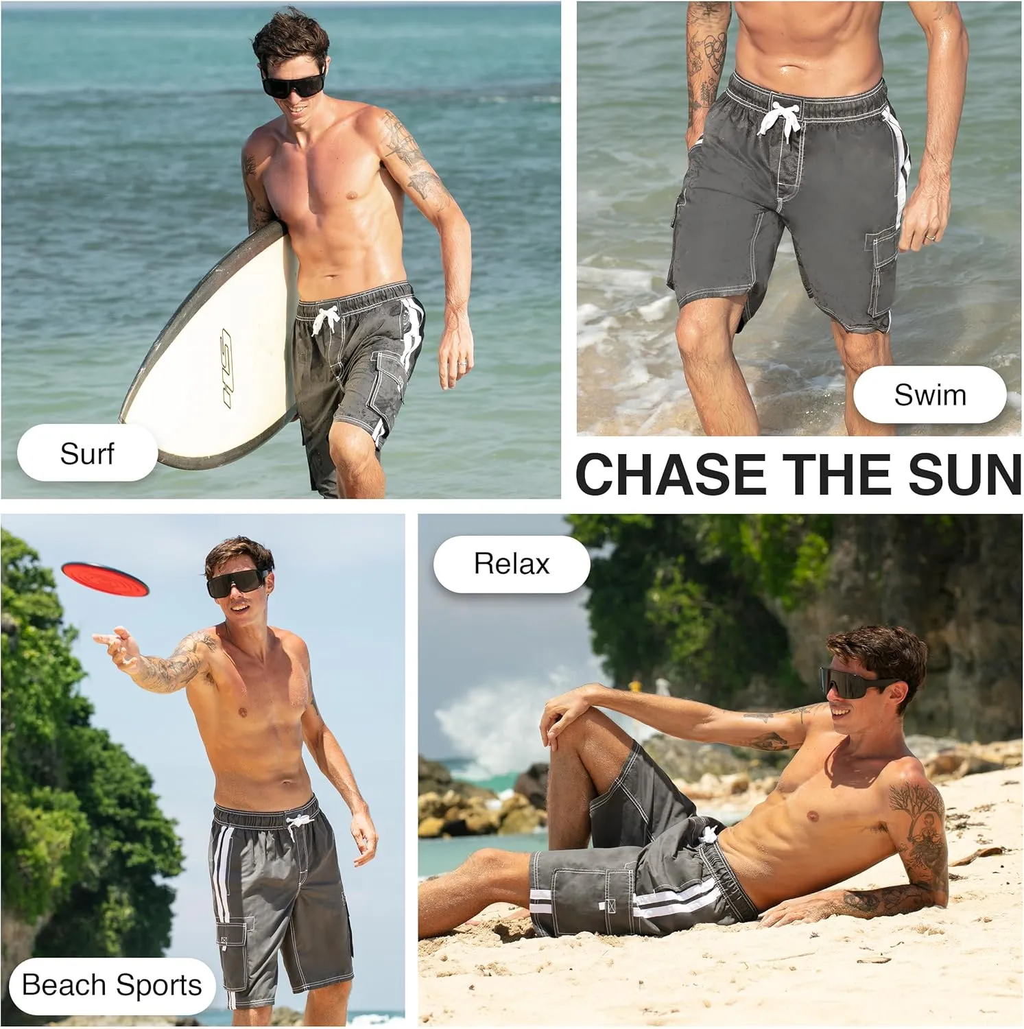 Kanu Surf Men's Barracuda Swim Trunks, 9" Inseam (Regular & Extended Sizes)