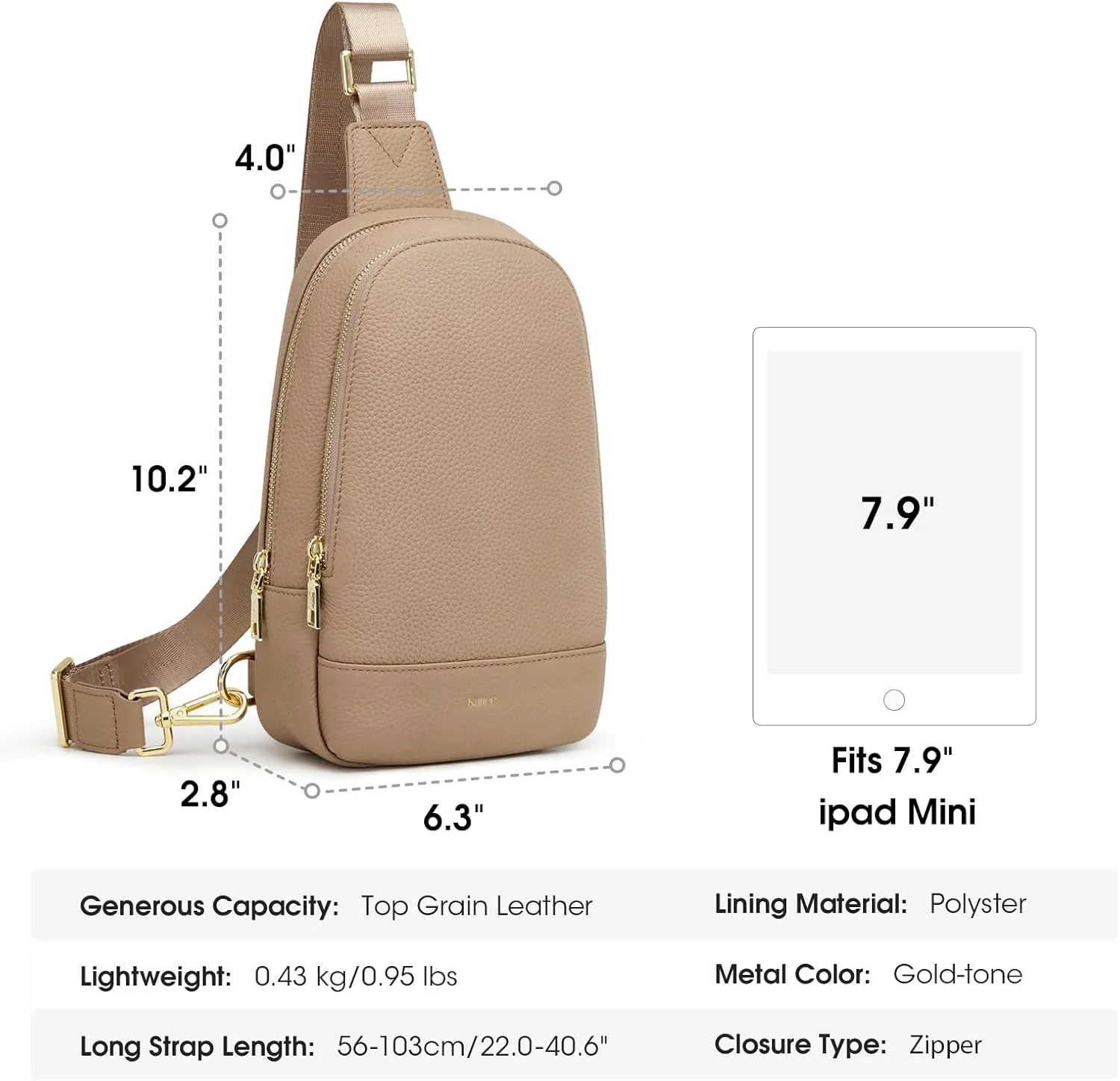 Kattee Sling Bag for Women Crossbody, Soft Leather Fanny Packs for Women, Small Crossbody Chest Bag with RFID Blocking