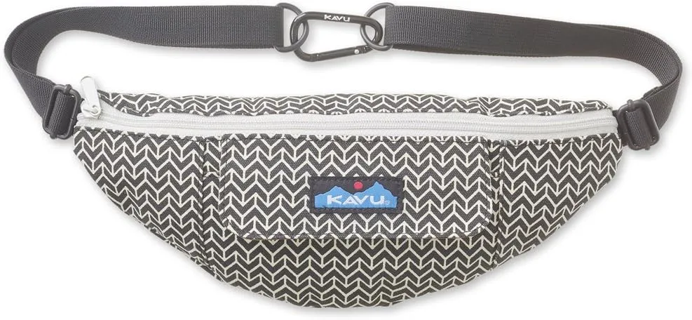 KAVU Stroll Around Belt Bag Cotton Adjustable Fanny Pack, BW Motif